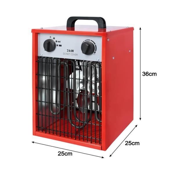 XMTECH Heating 3000W 220V elektrisk fläktvärmare med 3 värmenivåer och överbelastningsskydd