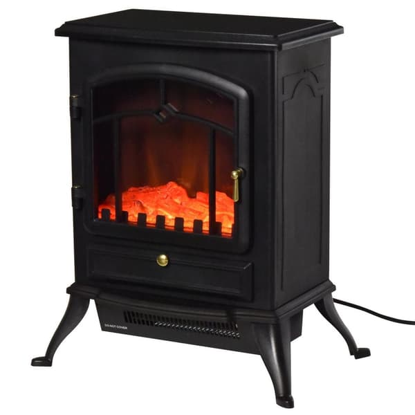 Rootz elektrisk pejs - sort - metal, glas - 16,34 cm x 11,02 cm x 21,65 cm