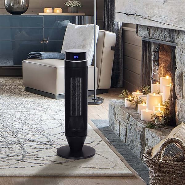 Kekai Kaukosäätimellä Swing 2000w Värähtelevä Keraaminen Lämmitin Torni Kanssa Etä Ohjaus Musta One Size / EU Plug