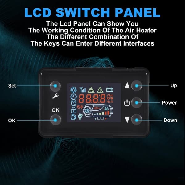 12V/24V 5KW dieselluftvärmare med LCD-display och fjärrkontroll, snabb uppvärmning, lågt ljud, lätt att använda