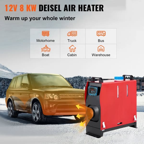 8KW 12V integrerad fordonsparkeringsvärmaresats, dieselluftvärmare, lågt ljud