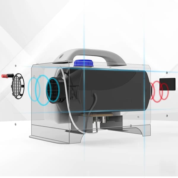 5kW 12V/24V universal dieselluftvärmare med Bluetooth/timer, kompletta tillbehör