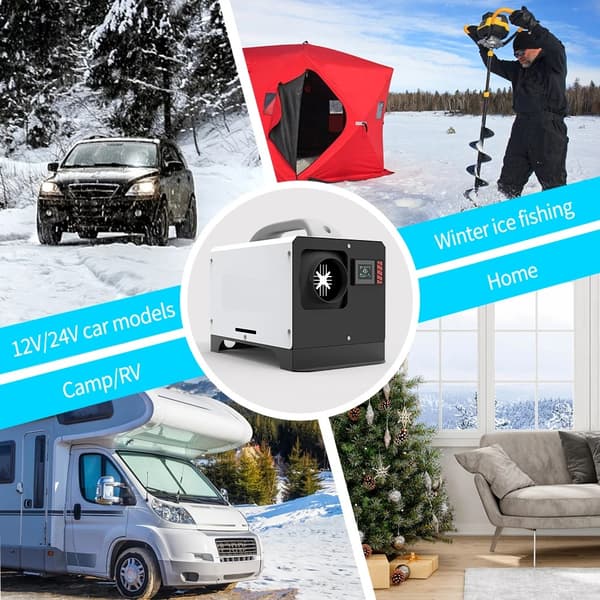 5kW 12V/24V universal dieselluftvärmare med Bluetooth/timer, kompletta tillbehör