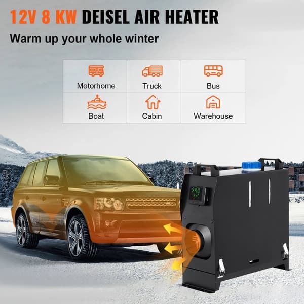 8KW 12V högeffektiv dieselluftvärmare med tillbehör, stor luftvolym, lågt ljud