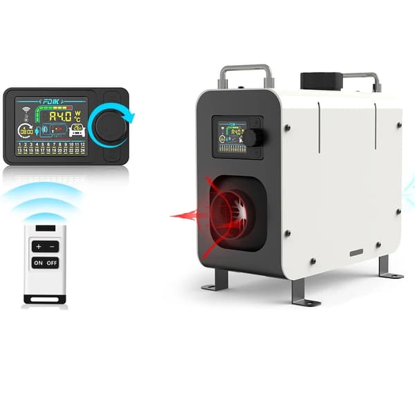 12V/24V/220V 5KW bärbar dieselluftvärmare med Bluetooth kontrollpanel och tillbehör