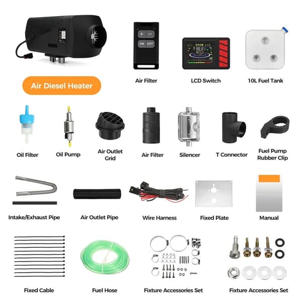 12V/24V 5KW Bluetooth APP-styrd diesel parkeringsvärmare med timer, 3 styrmetoder, energibesparande, säker, flexibel installation