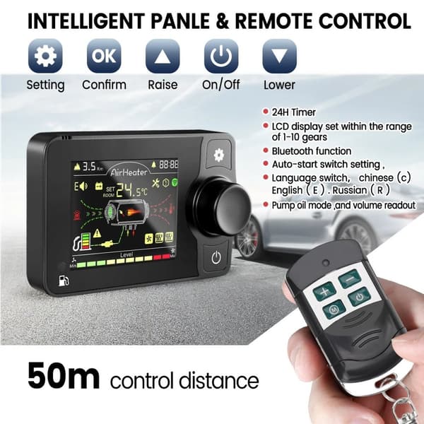 5kW 12V/24V Bluetooth APP-styrd dieselluftvärmare, mer intelligent, 3 styrmetoder, säker, energibesparande, flexibel installation