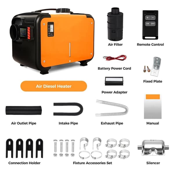 5KW 12V/24V/220V AC/DC universell dieselluftvärmare med Bluetooth APP-kontroll, timingfunktion, värma snabbt, tyst, energisnål
