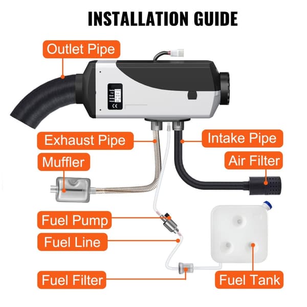 5KW 12V bilvärmare med låg energiförbrukning, högeffektiv dieselluftvärmare, snabb uppvärmning, lågt ljud, enkel installation