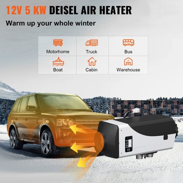 5KW 12V bilvärmare med låg energiförbrukning, högeffektiv dieselluftvärmare, snabb uppvärmning, lågt ljud, enkel installation