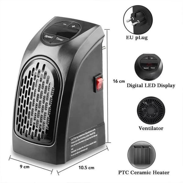 Luftblåsande värmefläkt Mini Kraftfull 400W låg förbrukning för badrum Vardagsrum Kontor Sovrum M24473