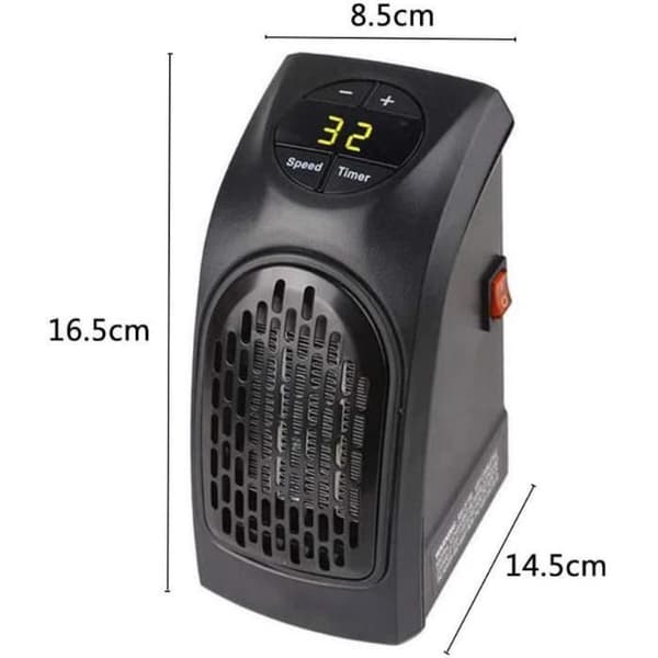 Värmefläkt, liten värmare med vägguttag, minivärmare med timer, termostat