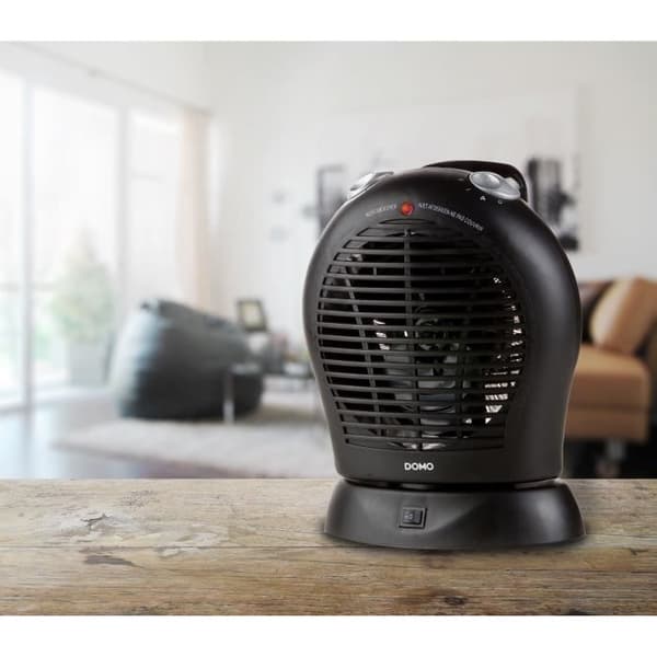 DOMO DO7324F Värmefläkt - 2 temperaturnivåer (1000W-2000W) - Fläktfunktion Svart