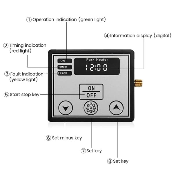 12V 5KW bensin/diesel luftvärmaresats, 2 arbetslägen, låg bränsle- och elförbrukning, lågt ljud, enkel installation