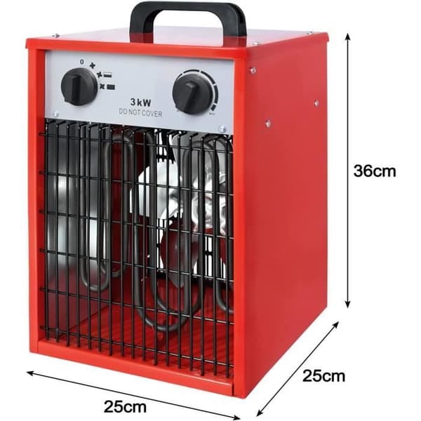 3KW Elektrisk värmefläkt 220V – YUENFONG Elektrisk byggplatsvärmare med termostat &amp; 4 värmenivåer