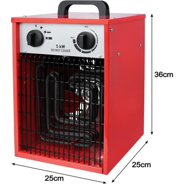 5KW Elektrisk värmefläkt 400V – YUENFONG Elektrisk byggplatsvärmare med termostat &amp; 4 värmenivåer