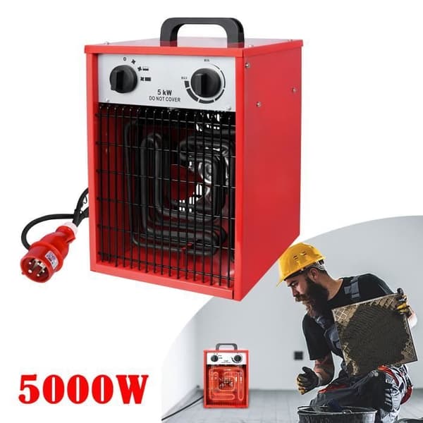 5KW Elektrisk värmefläkt 400V – YUENFONG Elektrisk byggplatsvärmare med termostat &amp; 4 värmenivåer