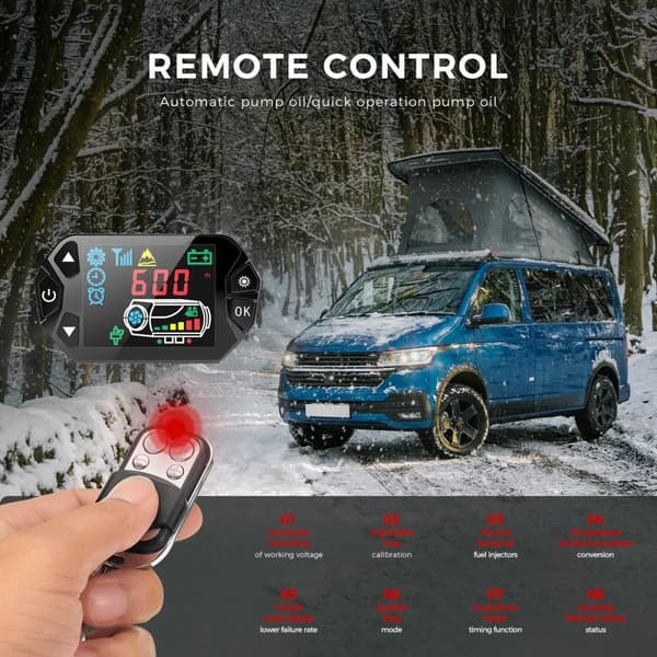 8KW 12V dieselluftvärmare med LCD-brytare och fjärrkontroll, integrerad bilparkeringsvärmare