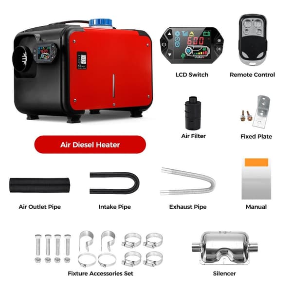8KW 12V dieselluftvärmare med LCD-brytare och fjärrkontroll, integrerad bilparkeringsvärmare