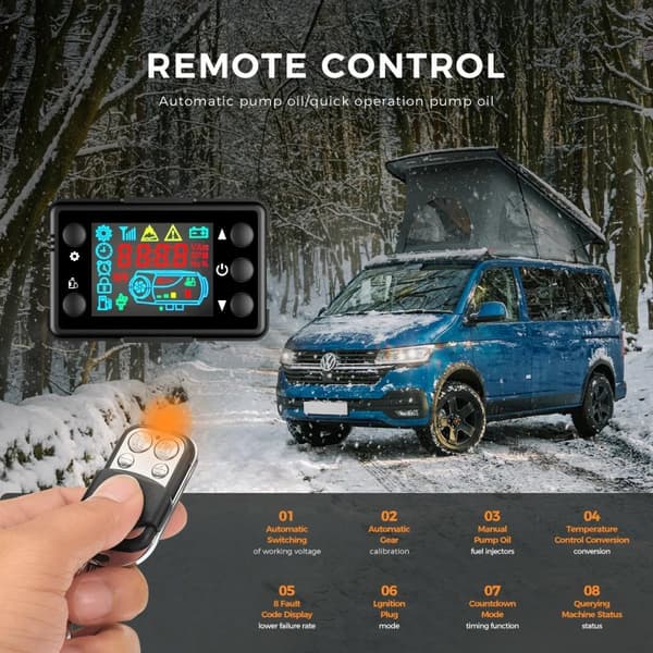 8KW 12V&24V bärbar integrerad dieselluftvärmare med LCD-display, parkeringsluftvärmare, låg energiförbrukning