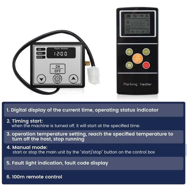 strömbrytare för vatten/pumpvärmare + fjärrkontroll, kontrollpanel kit för diesel/bensinvärmare, typ 1