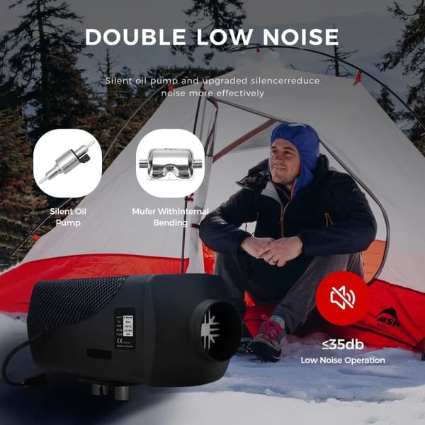8KW 12V/24V bärbar dieselluftvärmare med Bluetooth-app och fjärrkontroll, lågt brus, smart bränslebesparing, flera skydd