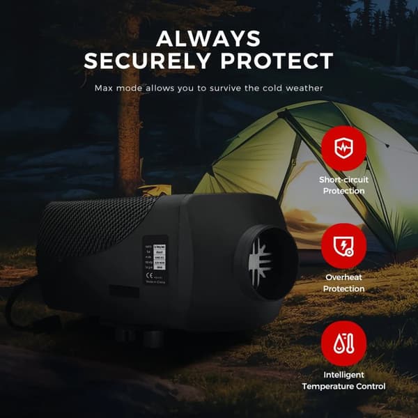 8KW 12V/24V bärbar dieselluftvärmare med Bluetooth-app och fjärrkontroll, lågt brus, smart bränslebesparing, flera skydd