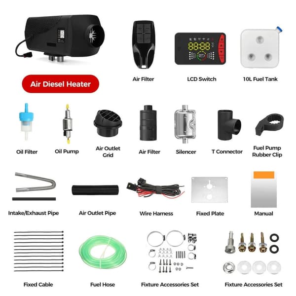 8KW 12V/24V bärbar dieselluftvärmare med Bluetooth-app och fjärrkontroll, lågt brus, smart bränslebesparing, flera skydd
