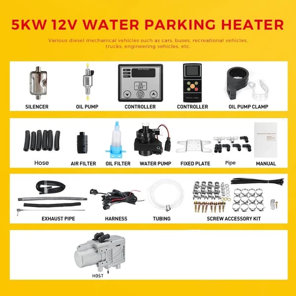 12V 5KW bensin/diesel luftvärmare, VVS-värmare, parkeringsvärmare, 2 arbetslägen, lågt ljud