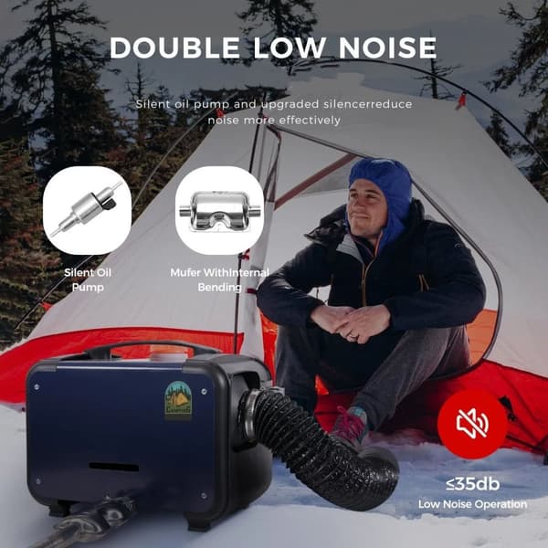 8KW 12V/24V bärbar dieselluftvärmare med Bluetooth APP-kontroll, ultratyst, intelligent bränslebesparing, flera skydd