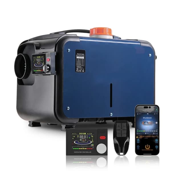 8KW 12V/24V bärbar dieselluftvärmare med Bluetooth APP-kontroll, ultratyst, intelligent bränslebesparing, flera skydd