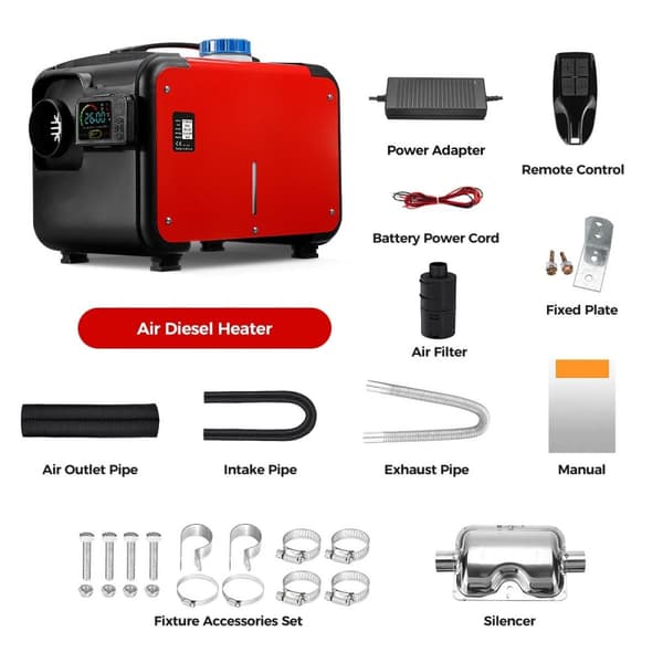 12V/24V/110-240V bärbar dieselluftvärmare, Bluetooth APP-kontroll, intelligent konstant temperatur, låg bränsleförbrukning, flera skydd