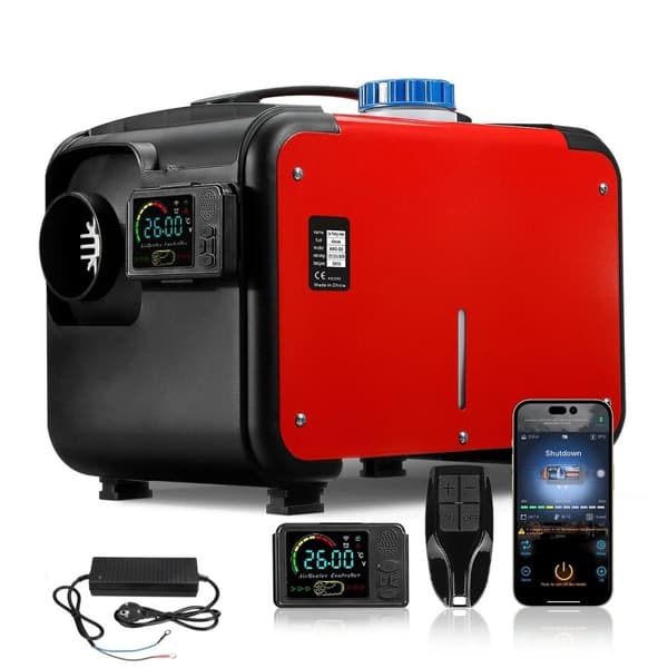 12V/24V/110-240V bärbar dieselluftvärmare, Bluetooth APP-kontroll, intelligent konstant temperatur, låg bränsleförbrukning, flera skydd