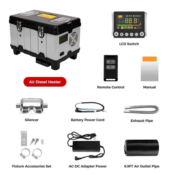 8KW 12V/24V/110-240V dieselluftvärmare med Bluetooth APP-kontroll, parkeringsvärmare, låg bränsleförbrukning, lågt ljud