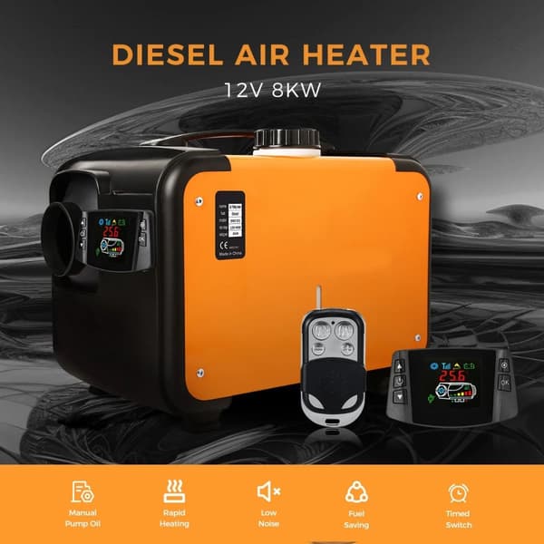 12V 8KW diesel luftvärmare med ljuddämpare, bilvärmare, diesel parkeringsvärmare, snabb uppvärmning, säker att använda