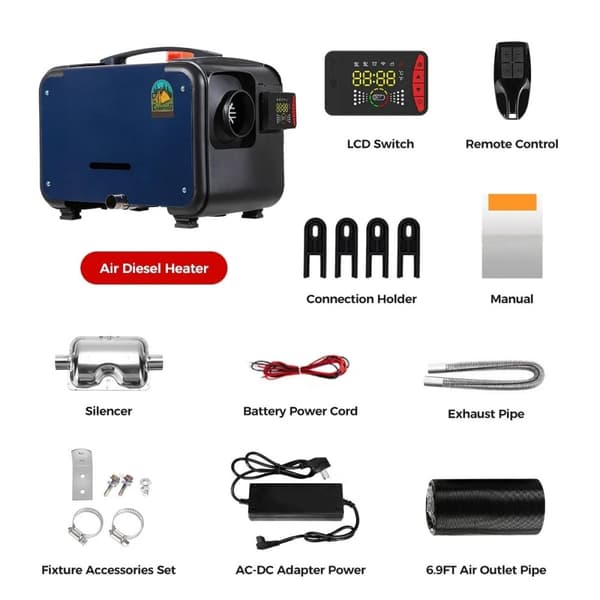 8KW 12V/24V/230V dieselluftvärmare med Bluetooth-kontroll, diesel rumsvärmare, intelligent konstant temperatur, säker att använda