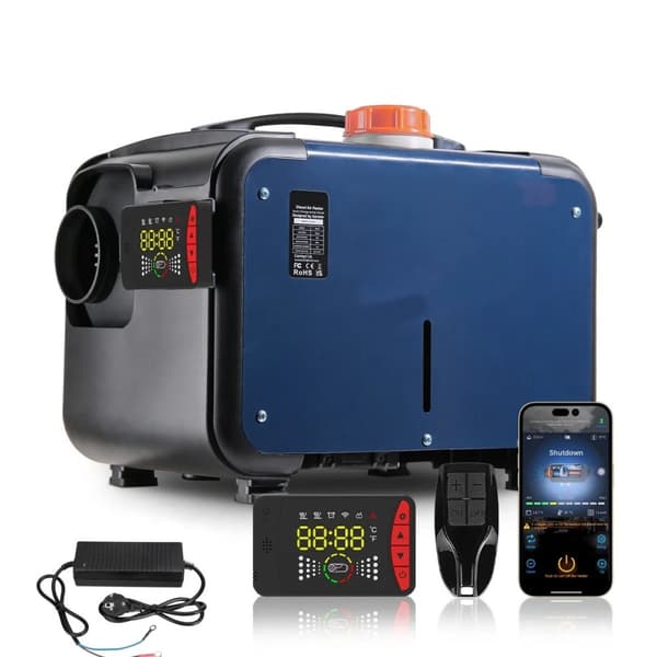 8KW 12V/24V/230V dieselluftvärmare med Bluetooth-kontroll, diesel rumsvärmare, intelligent konstant temperatur, säker att använda