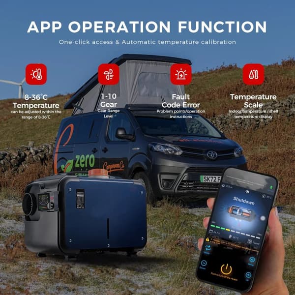 8KW 12V&24V bärbar diesel rumsvärmare, diesel luftvärmare med Bluetooth APP kontroll, bil parkeringsvärmare, snabb uppvärmning