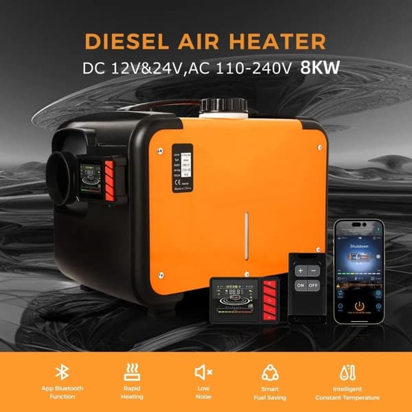 8KW DC 12V/DC 24V/AC 230V bärbar diesel rumsvärmare, integrerad diesel luftvärmare, bilparkeringsvärmare