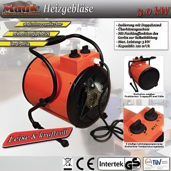 Värmefläkt - Märke - Modell - Effekt 3000 W - Färg Orange - Typ av elinstallation