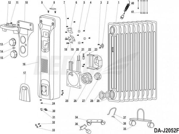 Överblivande elradiator - mobil elradiator Dedra - XDA-J2052F.21 - Uppvärmning