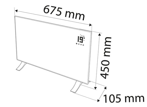 Elektrisk konvektorvarmer 1500W, IP24, WIFI