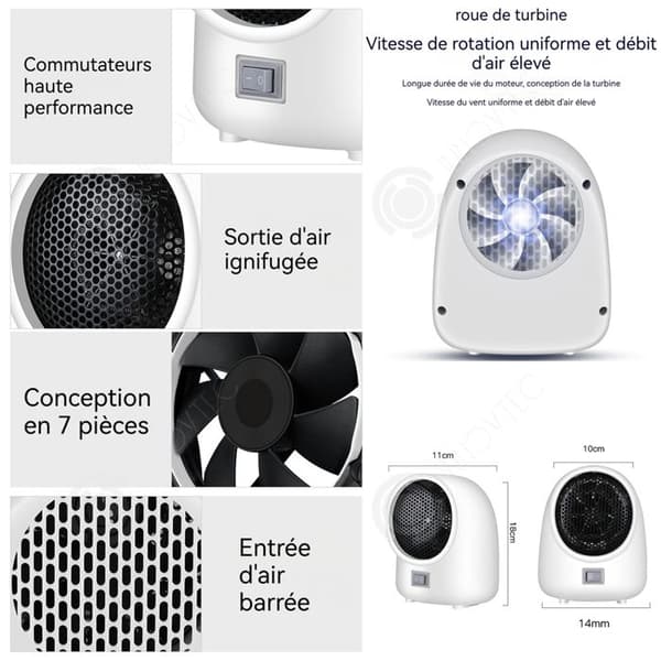 INN Värmefläkt 500w 220v 18x14x10cm 50HZ lågljud intelligent termostat elvärmare för sovrum och kontor