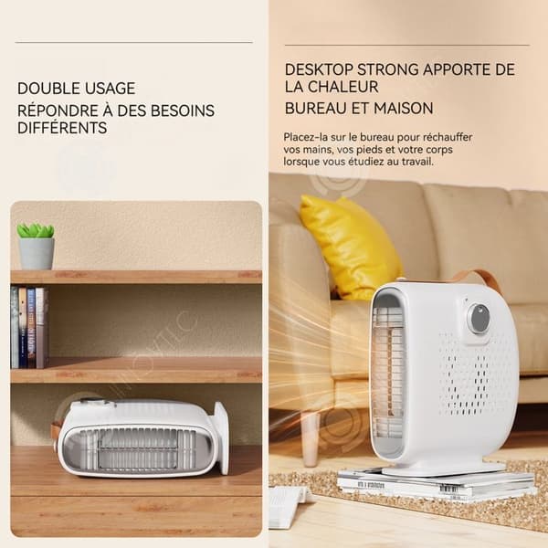 INN Värmefläkt 500w 10,4x25,1x27cm 2-växlad vindhastighet och tyst och låg ljudnivå intelligent termostat elvärmare
