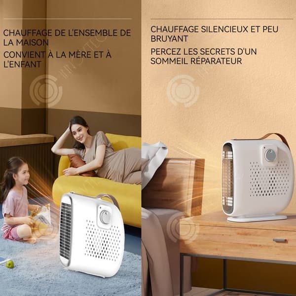 INN Värmefläkt 500w 10,4x25,1x27cm 2-växlad vindhastighet och tyst och låg ljudnivå intelligent termostat elvärmare