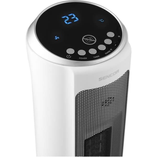 Keramisk tornradiator - SENCOR - SFH 8994WH - Upp till 2000 W - 3 lägen - 24 m² / 60 m³ - Fjärrkontroll - Vit