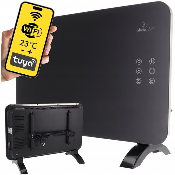 Konvektorvärmare PORTO WiFi 1000W Svart