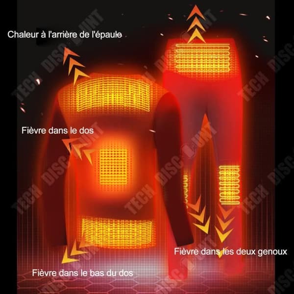 TD® Kvinna Electric Thermal Thermal Underwear Set USB Charging Smart Heated Clothing Storlek