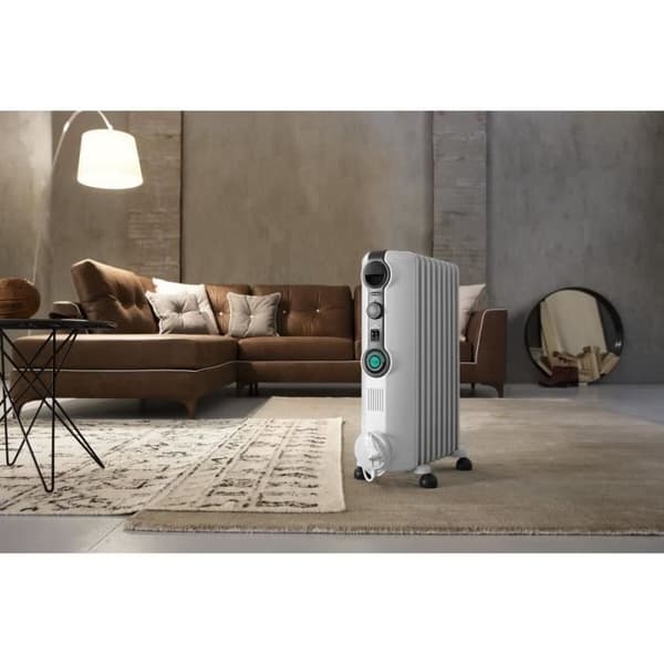 RADIA DELONGHI oljebadsradiator - 2000W - 3 värmesteg - Real Energy-teknik - ComfortTemp - Högpresterande batteri