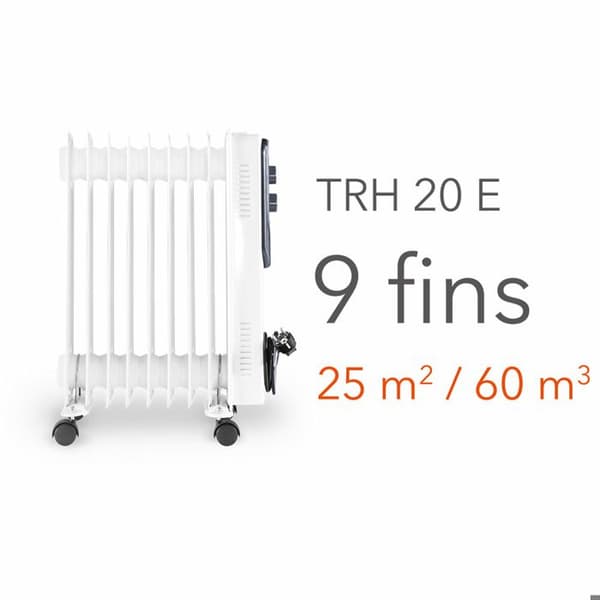 TROTEC TRH 20 E oljebadsradiator - Värme - 2000 watt - 3 nivåer - Termostat